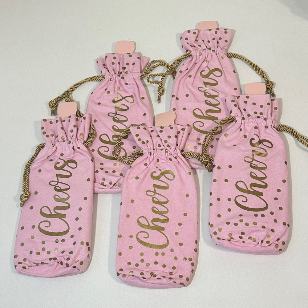 5 NEW “CHEERS” WINE BOTTLE GIFT BAGS
